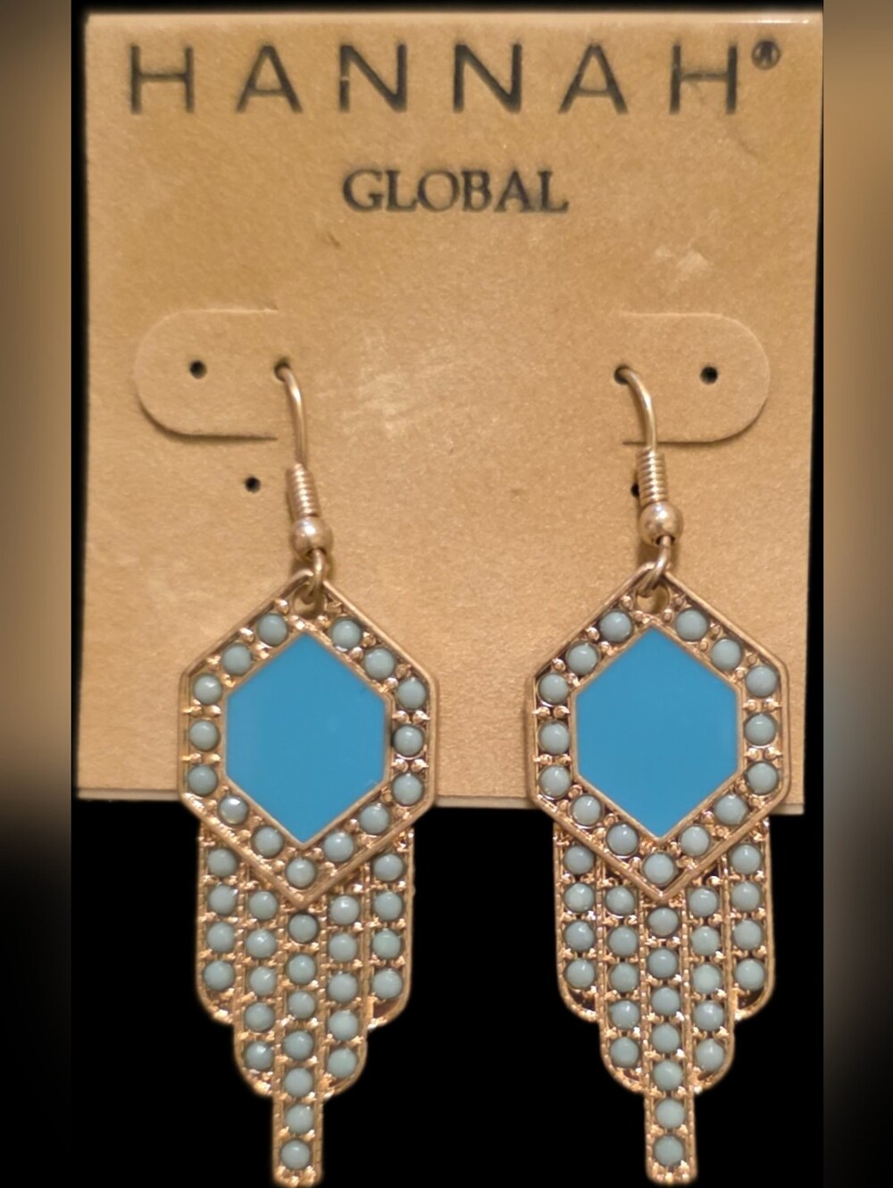 Faux Turquoise Drop Statement Earrings